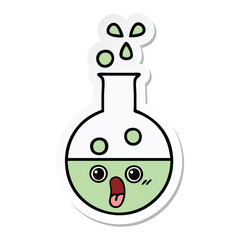 sticker of a cute cartoon test tube