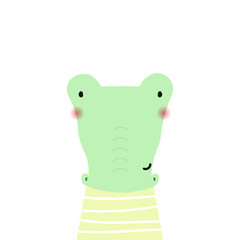 Cute little crocodile. Kids funny print. Vector hand drawn illustration.