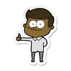 sticker of a cartoon smiling man