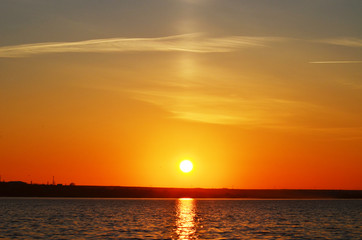 Golden sunset sky, orange background,photo