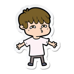 sticker of a cartoon man confused