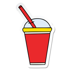 sticker of a quirky hand drawn cartoon soft drink