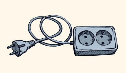 Socket and plug. Vector drawing