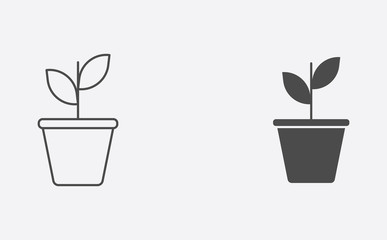 Plant outline and filled vector icon sign symbol