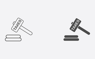 Tax hammer outline and filled vector icon sign symbol