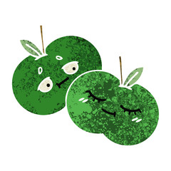 retro illustration style cartoon apples