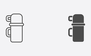 Thermos outline and filled vector icon sign symbol
