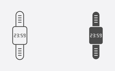 Watch outline and filled vector icon sign symbol