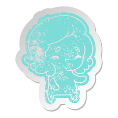 distressed old sticker of a kawaii cute ghost