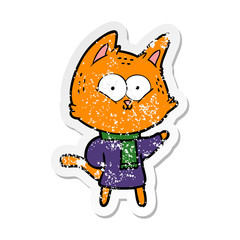 distressed sticker of a cartoon cat