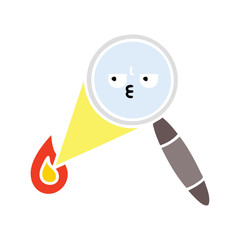 flat color retro cartoon magnifying glass