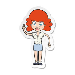 sticker of a cartoon happy woman with idea