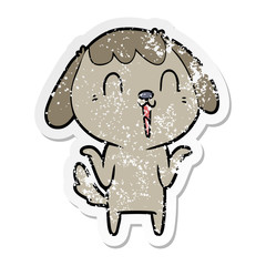distressed sticker of a cartoon dog