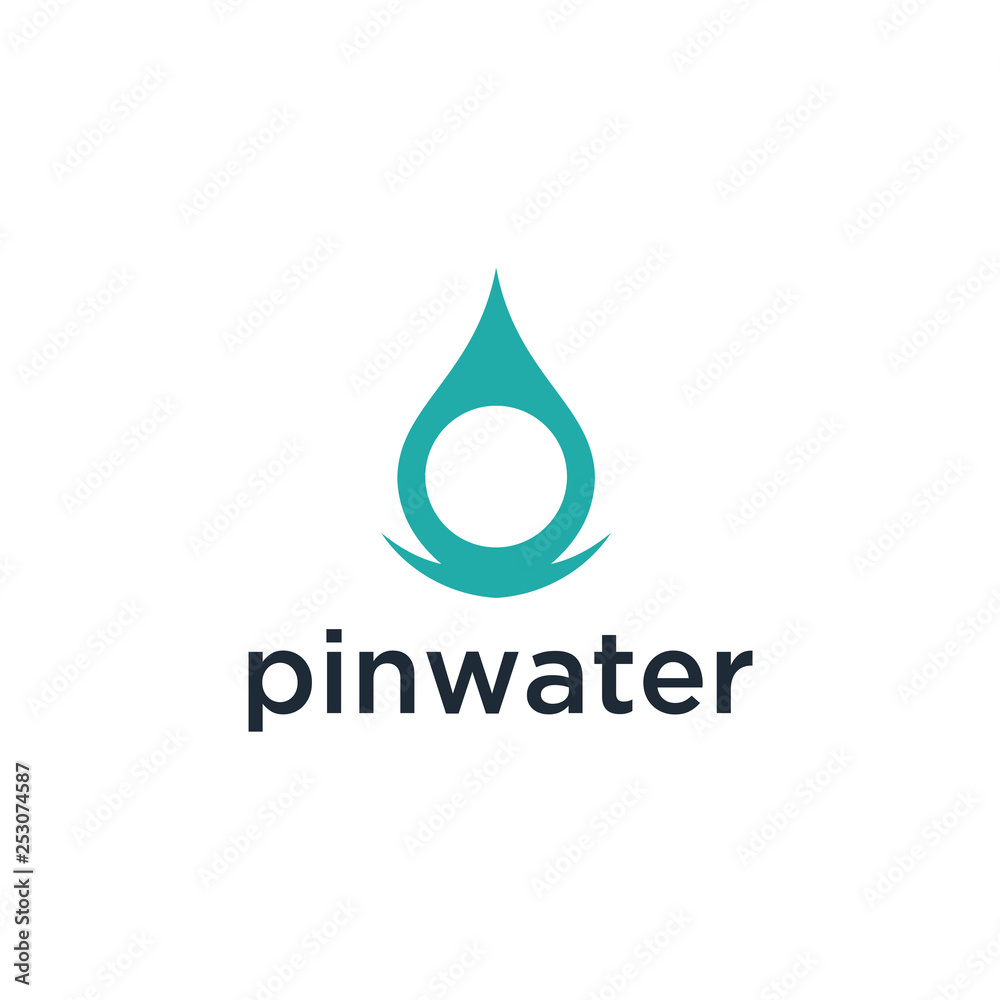 Poster Check point with water creative symbol concept. Global Positioning System icon template. Navigation mark. Spot sign vector illustration.