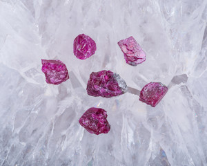 Top quality A grade small rough RUBY crystals from Tanzania on crystalline druzy center of Polished...