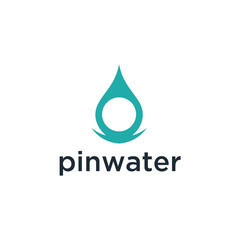 Check point with water creative symbol concept. Global Positioning System icon template. Navigation mark. Spot sign vector illustration.