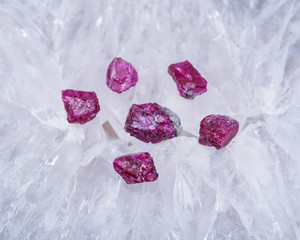 Top quality A grade small rough RUBY crystals from Tanzania on crystalline druzy center of Polished...