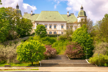 Fototapeta na wymiar Ujazdowski Castle in the spring scenery. Warsaw, Poland