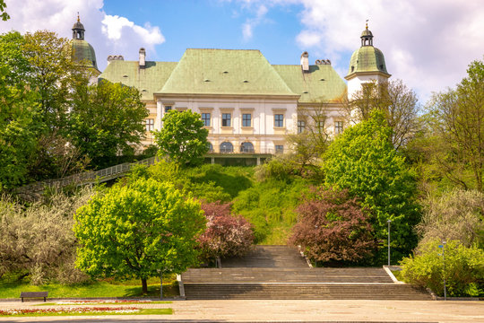 Ujazdowski Castle in the spring scenery. Warsaw, Poland