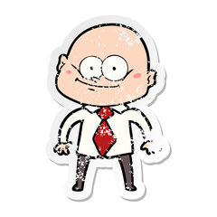 distressed sticker of a cartoon manager man staring
