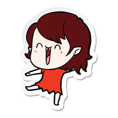 sticker of a cute cartoon happy vampire girl