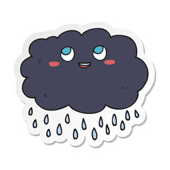 sticker of a cartoon raincloud