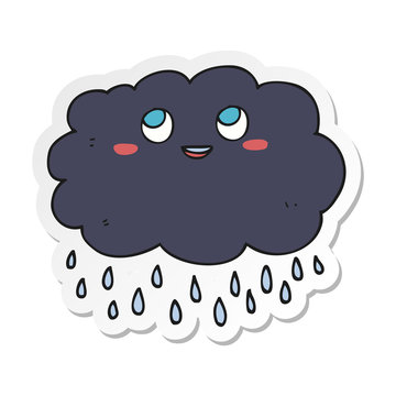 recommend clip art: sticker of a cartoon raincloud