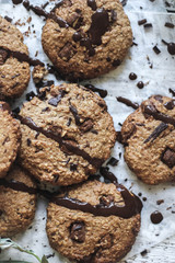 Chocolate chip cookies on table
