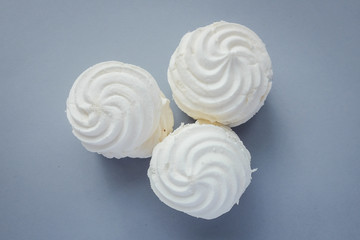 Three fresh delicious marshmallows (zephyr)