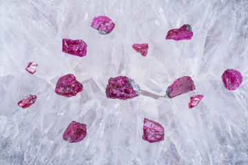Top quality A grade small rough RUBY crystals from Tanzania on crystalline druzy center of Polished...