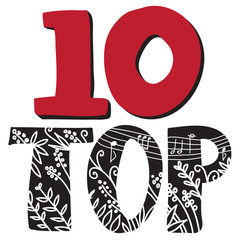 top 10, text design. Vector calligraphy. Typography poster.