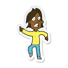 Naklejka premium sticker of a cartoon worried man pointing