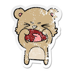 distressed sticker of a angry cartoon bear