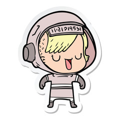 sticker of a cartoon astronaut woman