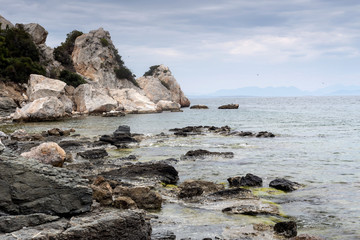 The wild beach with rocks