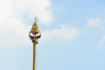shrine inside of a buddhist temple.A beautiful temple with clear sky in Thailand. Temple was built...