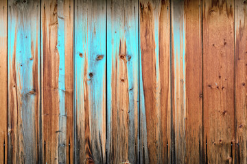 Wooden wall of brown boards with the image of the muzzle of the animal.
