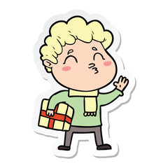 sticker of a cartoon man pouting