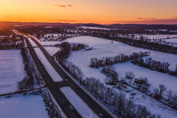 Aerial Landscape of Snow in Clinton New Jersey