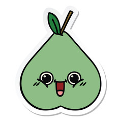 sticker of a cute cartoon green pear
