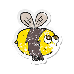 retro distressed sticker of a cartoon bee