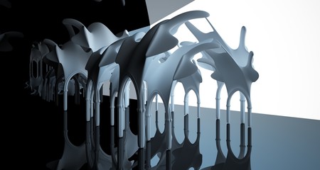 Abstract white and black gothic smooth interior. 3D illustration and rendering.