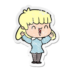 distressed sticker of a cartoon woman