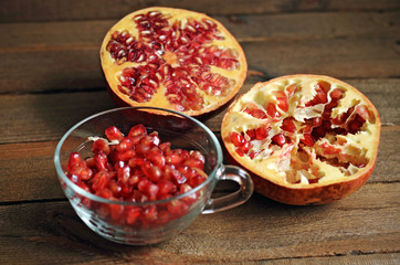 A juicy shelled pomegranate