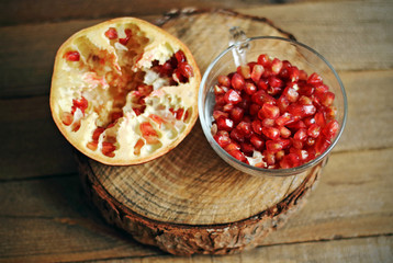 A juicy shelled pomegranate