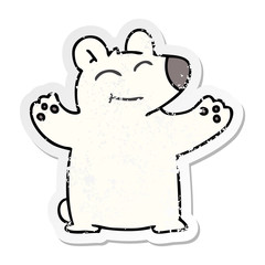 distressed sticker of a quirky hand drawn cartoon polar bear