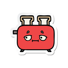 sticker of a cute cartoon of a toaster