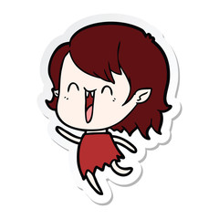 sticker of a cute cartoon happy vampire girl
