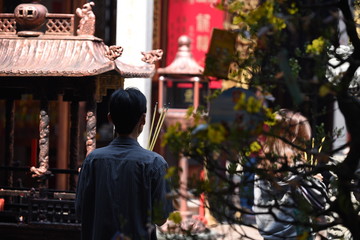 Person in temple