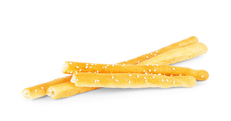 bread sticks on white background